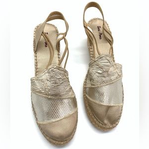 SH2 Toni Pons Espadrille Wedge Sandals Beige‎ Preppy Closed Toe Size 10 / EU41